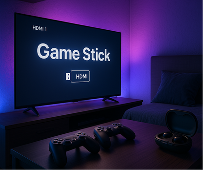 MaxPlay™- Game Stick y Audífonos Bluetooth: ¡juega, escucha y vive la emoción!