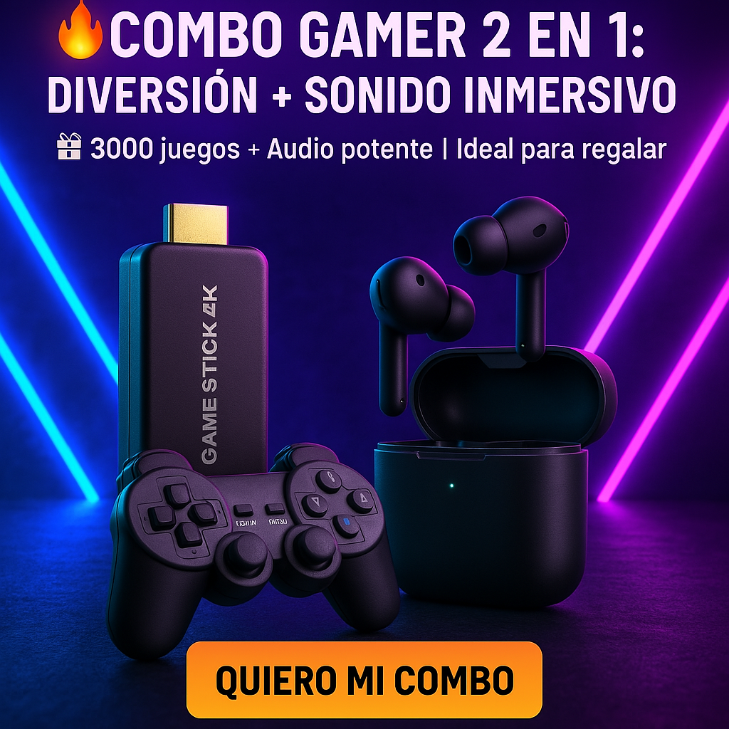 MaxPlay™- Game Stick y Audífonos Bluetooth: ¡juega, escucha y vive la emoción!